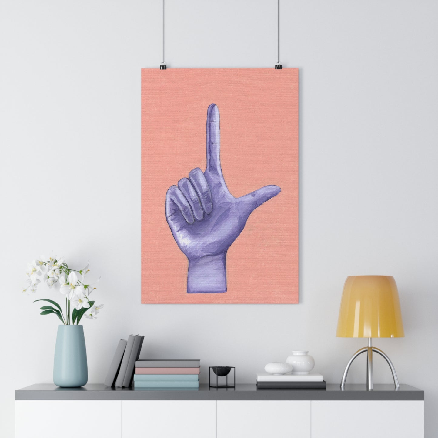 Purple L is for Loser Hand Sign Giclée Art Print, Modern Wall Art, Trendy Home Decor, Gift for Art Lovers, Minimalist Art