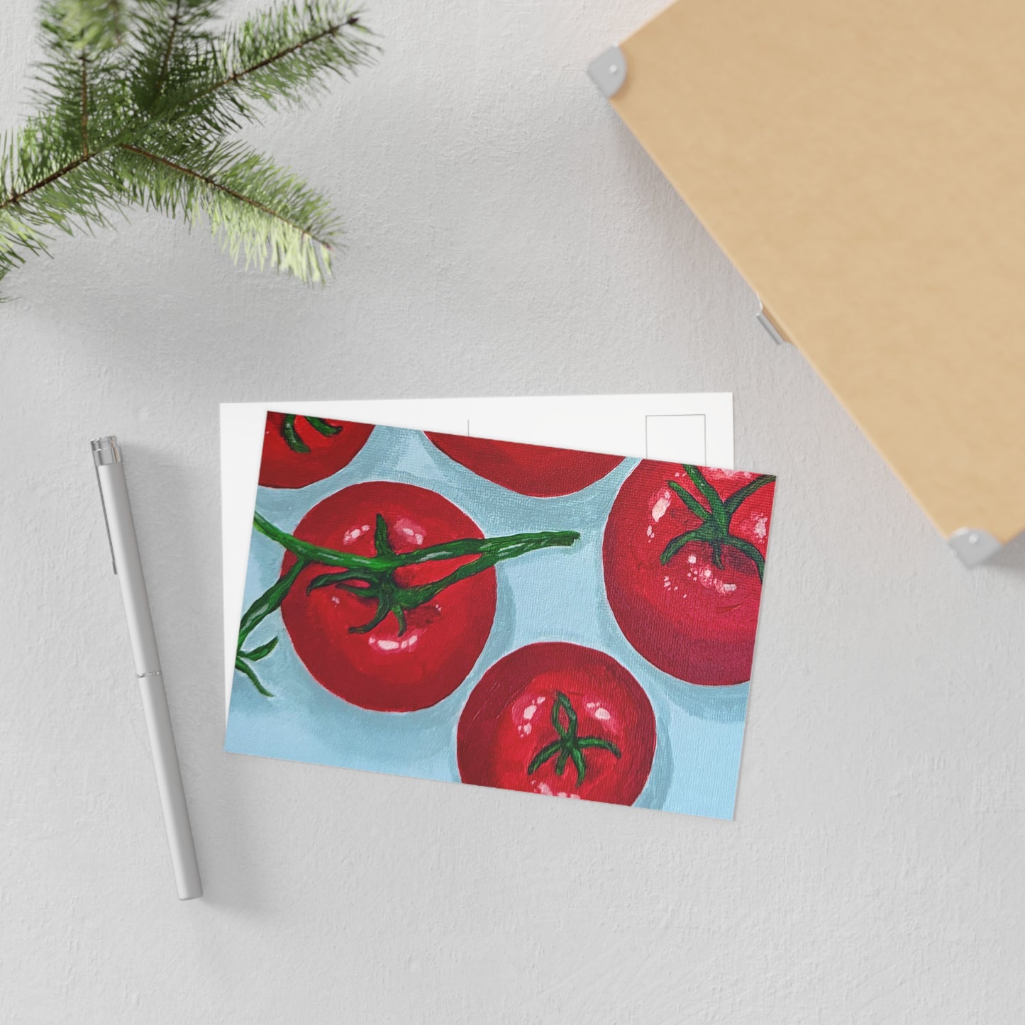 Taste of Summer: Vibrant Tomato Art Postcards, Artwork for Kitchen Decor, Unique Gifts for Art Lovers, Stationery for Foodies, Perfect for Collecting