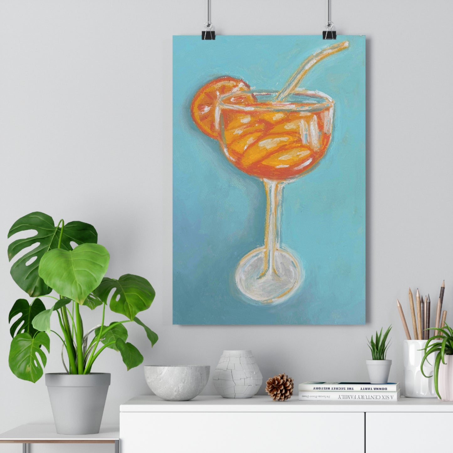 The Summer Spritz Aperol Spritz Vibrant Cocktail Art Print, Tropical Decor, Home Bar Wall Art, Summer Vibe Gift, Giclée Print for Cocktail Lovers