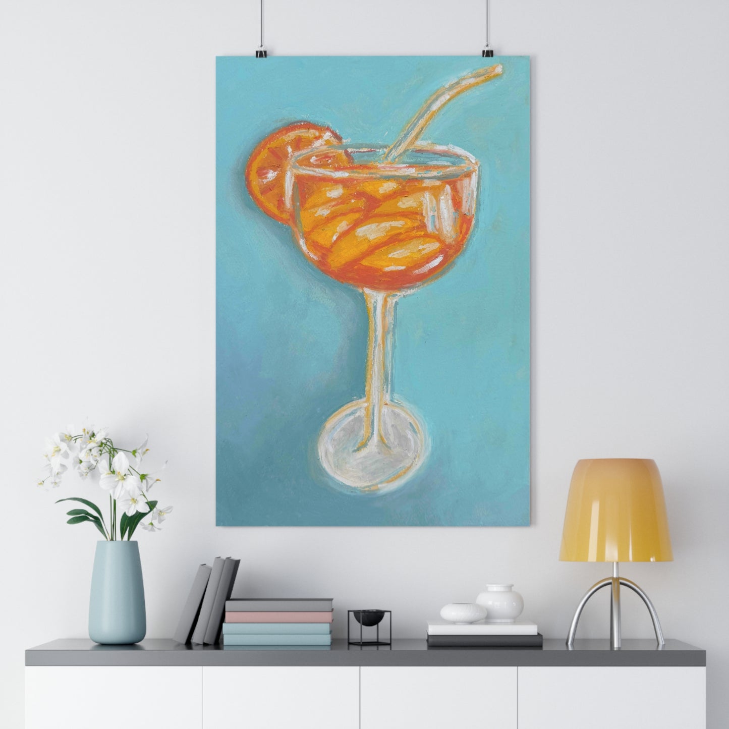 The Summer Spritz Aperol Spritz Vibrant Cocktail Art Print, Tropical Decor, Home Bar Wall Art, Summer Vibe Gift, Giclée Print for Cocktail Lovers