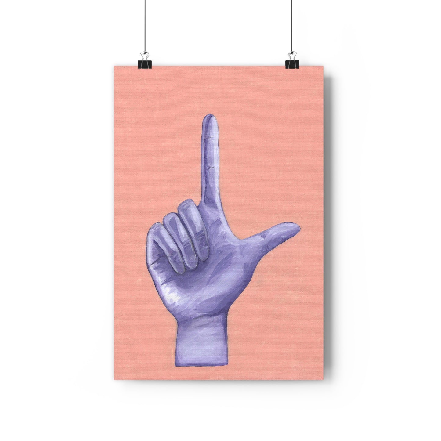 Purple L is for Loser Hand Sign Giclée Art Print, Modern Wall Art, Trendy Home Decor, Gift for Art Lovers, Minimalist Art