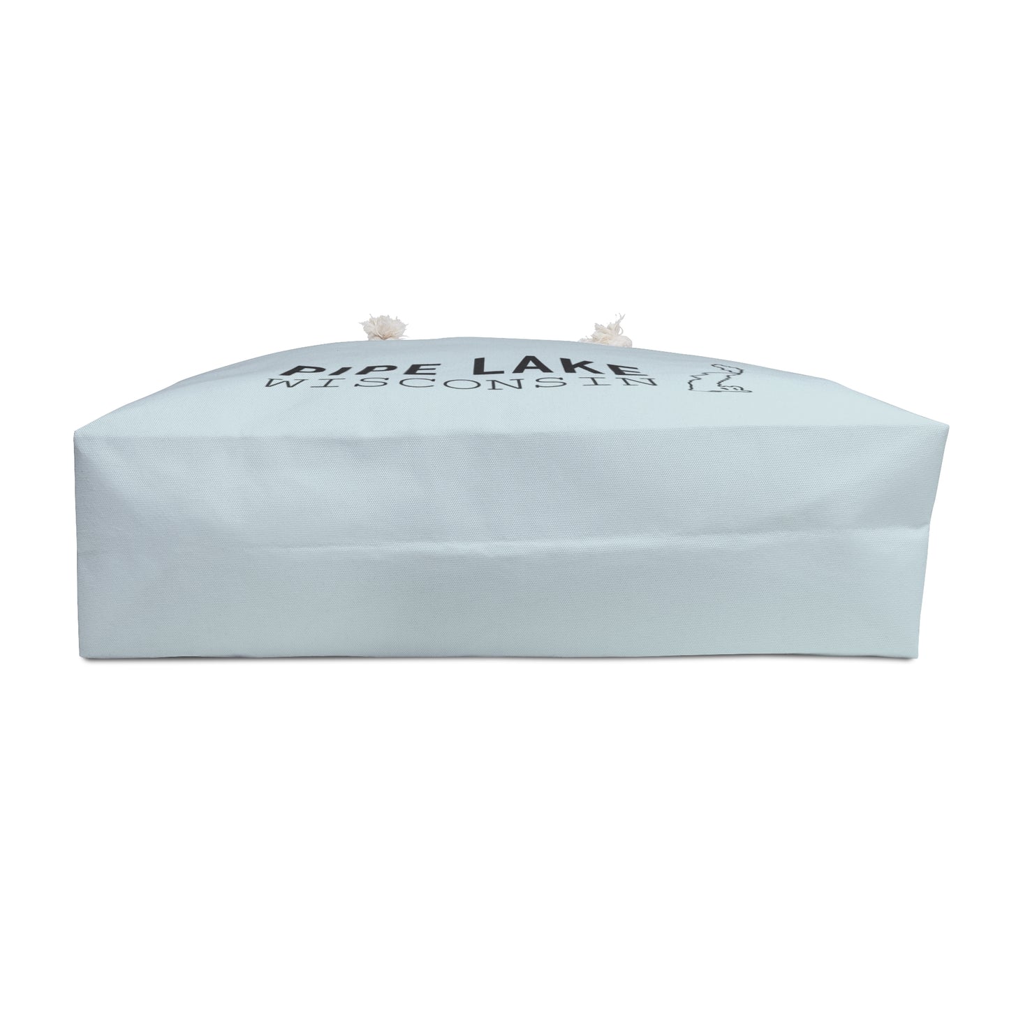 Pipe Lake Wisconsin map Weekender Bag | Lake silhouette travel tote - PALE BLUE