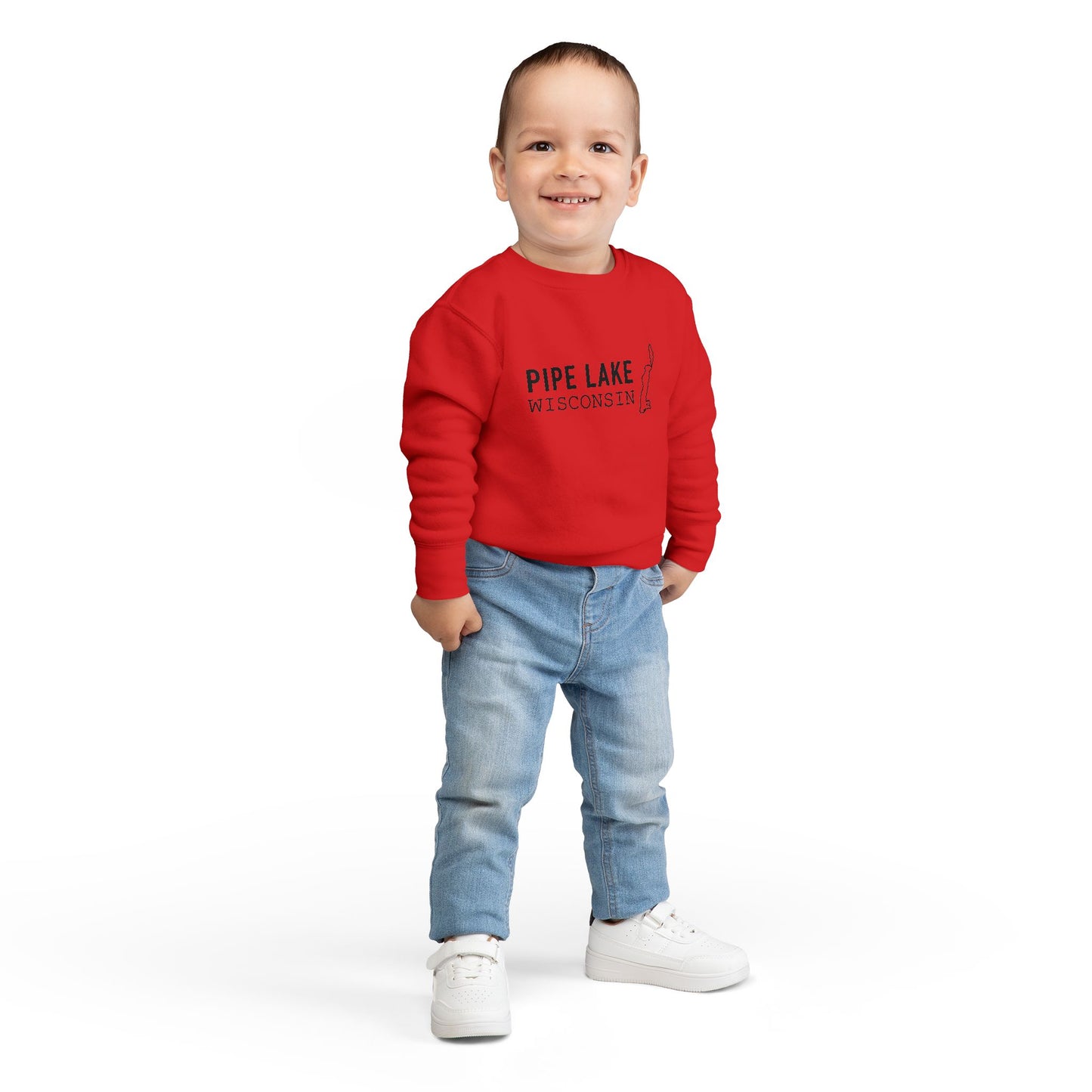 Pipe Lake Wisconsin Map Toddler Sweatshirt | Kids State Outline