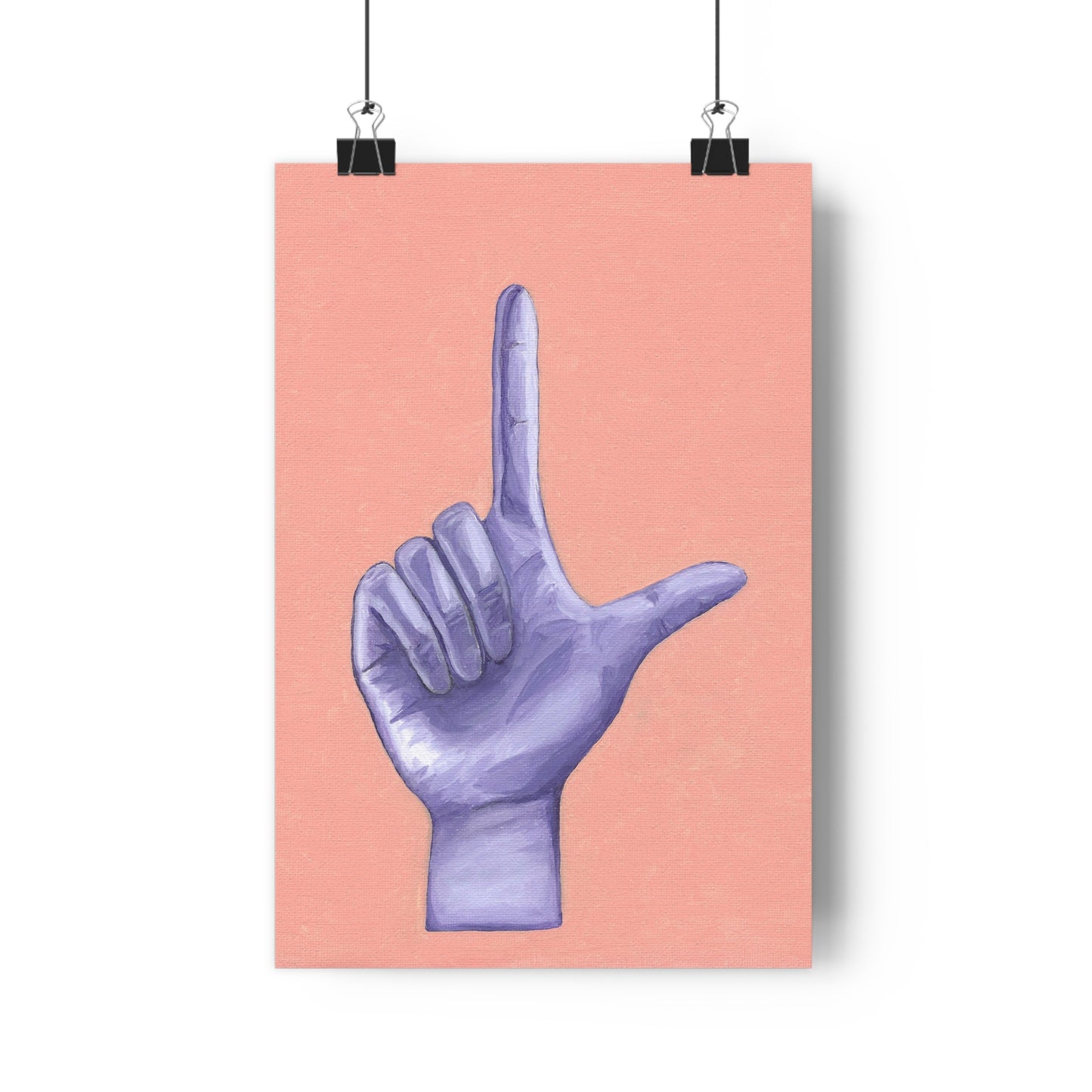 Purple L is for Loser Hand Sign Giclée Art Print, Modern Wall Art, Trendy Home Decor, Gift for Art Lovers, Minimalist Art