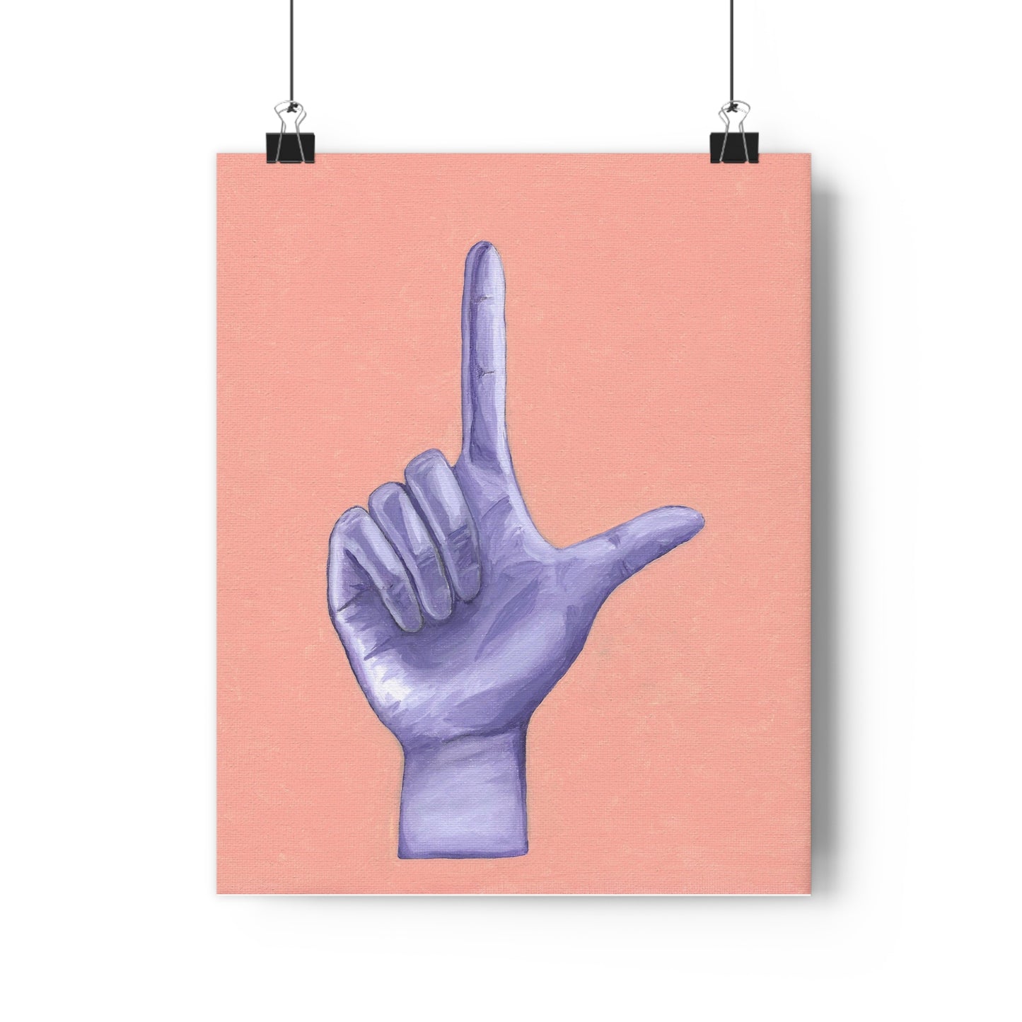 Purple L is for Loser Hand Sign Giclée Art Print, Modern Wall Art, Trendy Home Decor, Gift for Art Lovers, Minimalist Art