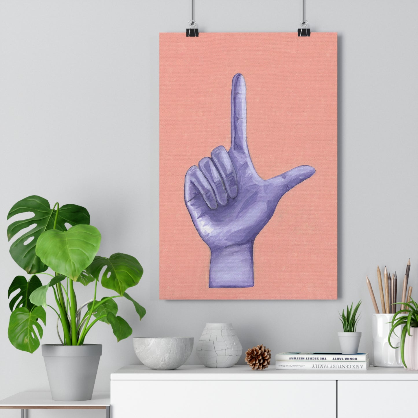 Purple L is for Loser Hand Sign Giclée Art Print, Modern Wall Art, Trendy Home Decor, Gift for Art Lovers, Minimalist Art