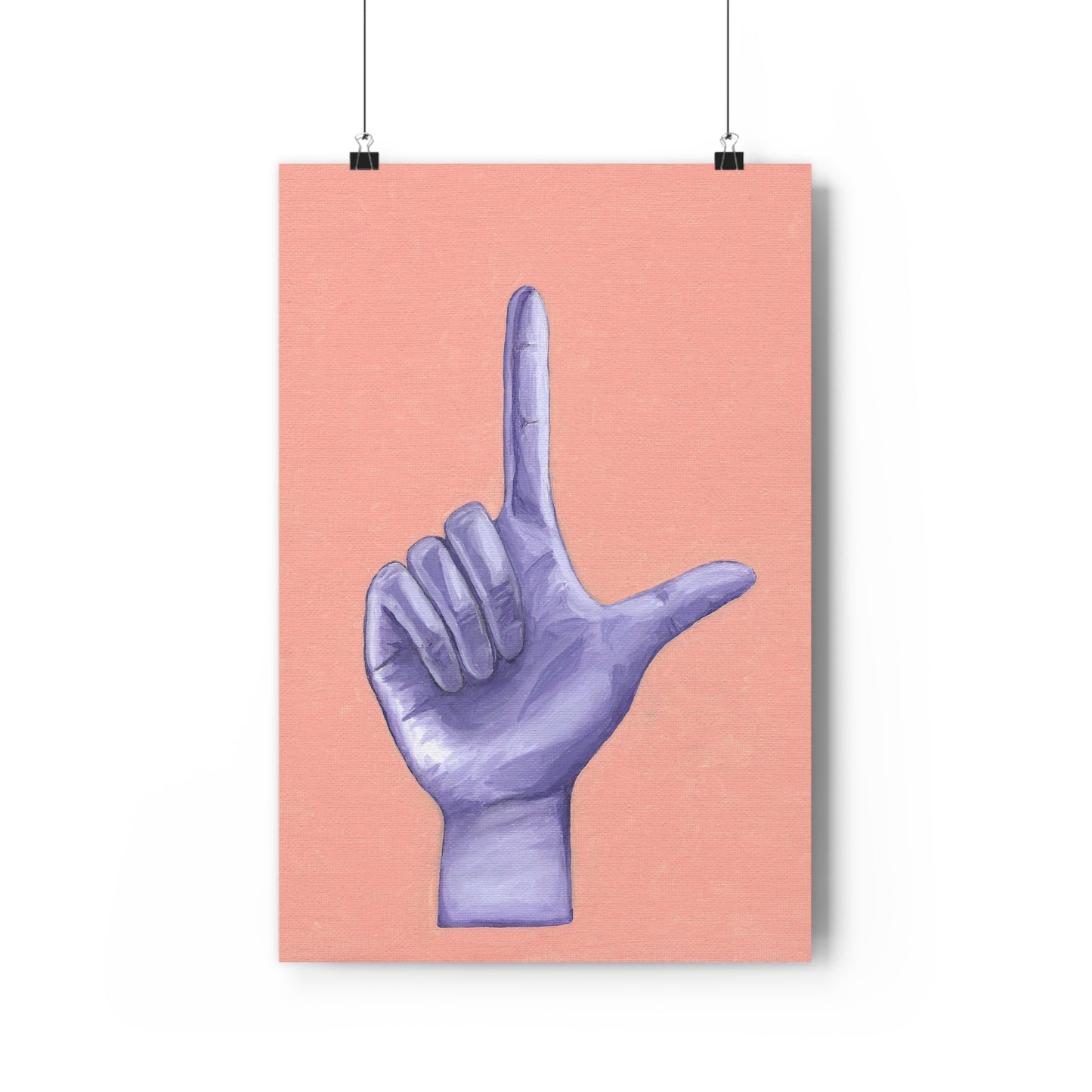 Purple L is for Loser Hand Sign Giclée Art Print, Modern Wall Art, Trendy Home Decor, Gift for Art Lovers, Minimalist Art