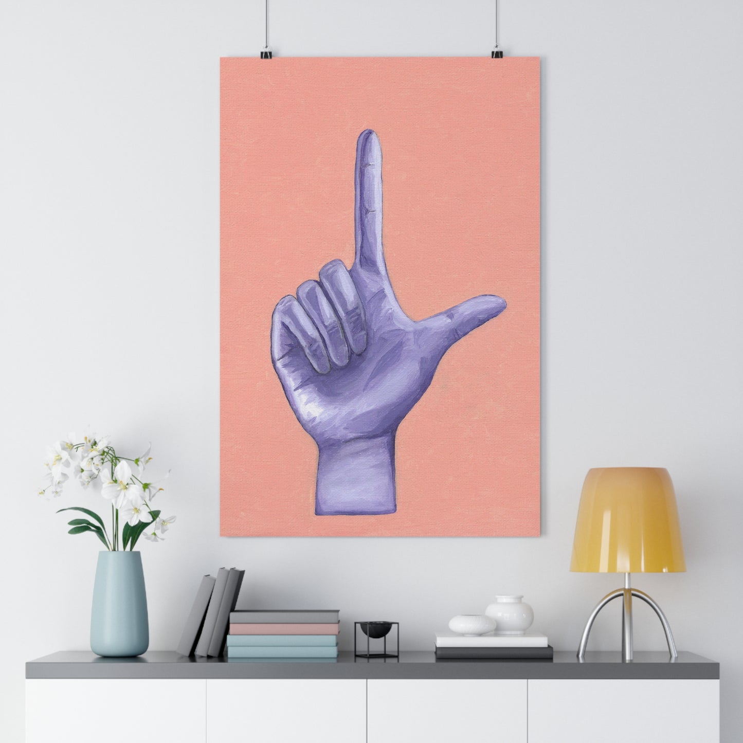 Purple L is for Loser Hand Sign Giclée Art Print, Modern Wall Art, Trendy Home Decor, Gift for Art Lovers, Minimalist Art