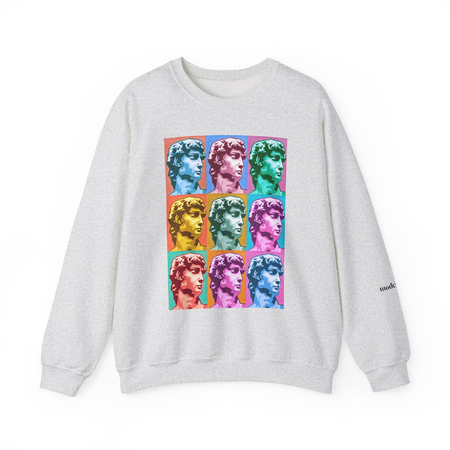 Roman David | Pop Art Graphic Sweatshirt, Vibrant Crewneck Sweatshirt for Art Lovers, Cozy Unisex Sweater, Gift for Artists, Casual Wear
