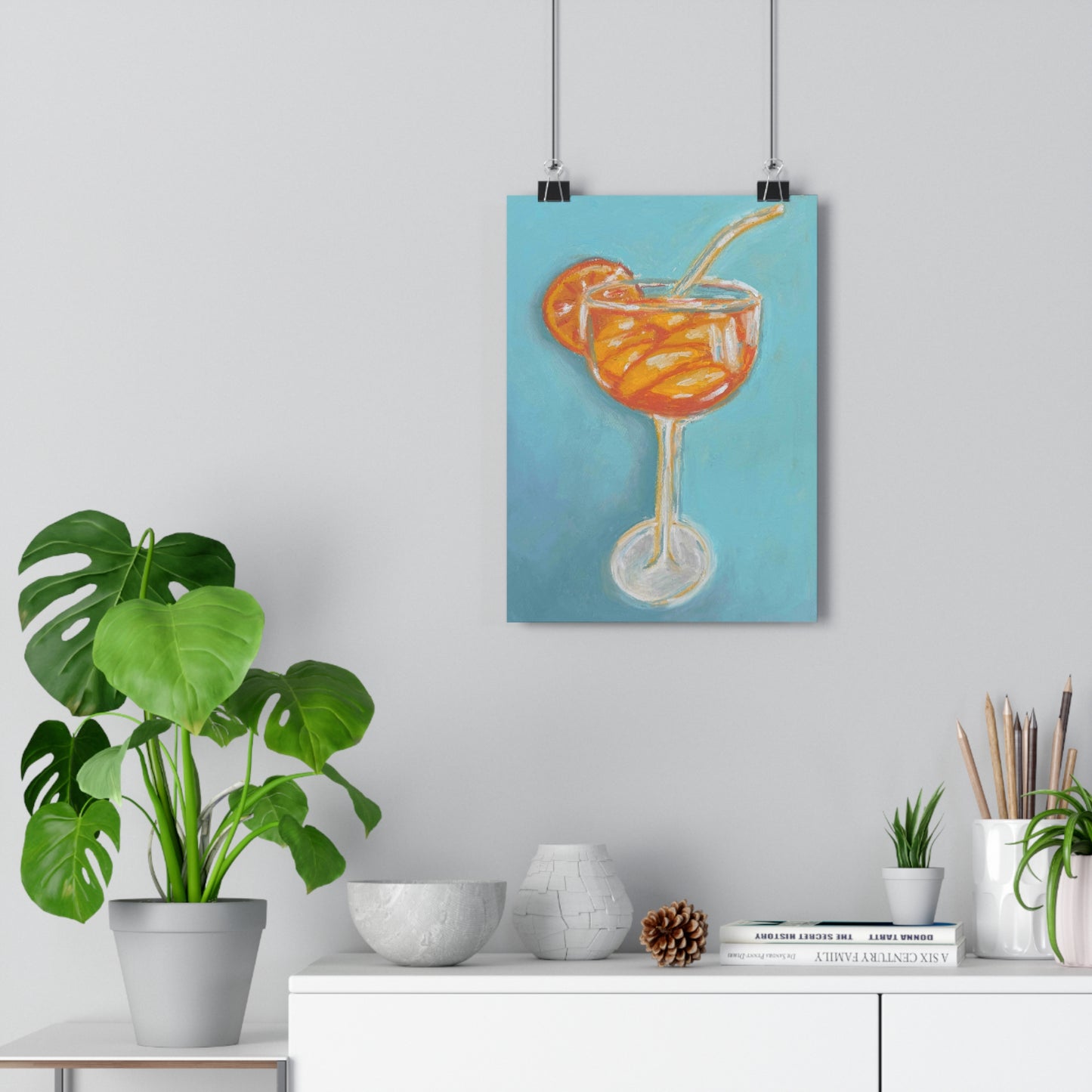 The Summer Spritz Aperol Spritz Vibrant Cocktail Art Print, Tropical Decor, Home Bar Wall Art, Summer Vibe Gift, Giclée Print for Cocktail Lovers