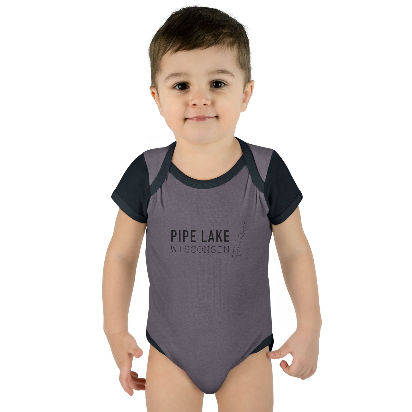 Pipe Lake Wisconsin baby bodysuit | Infant onesie with lake outline