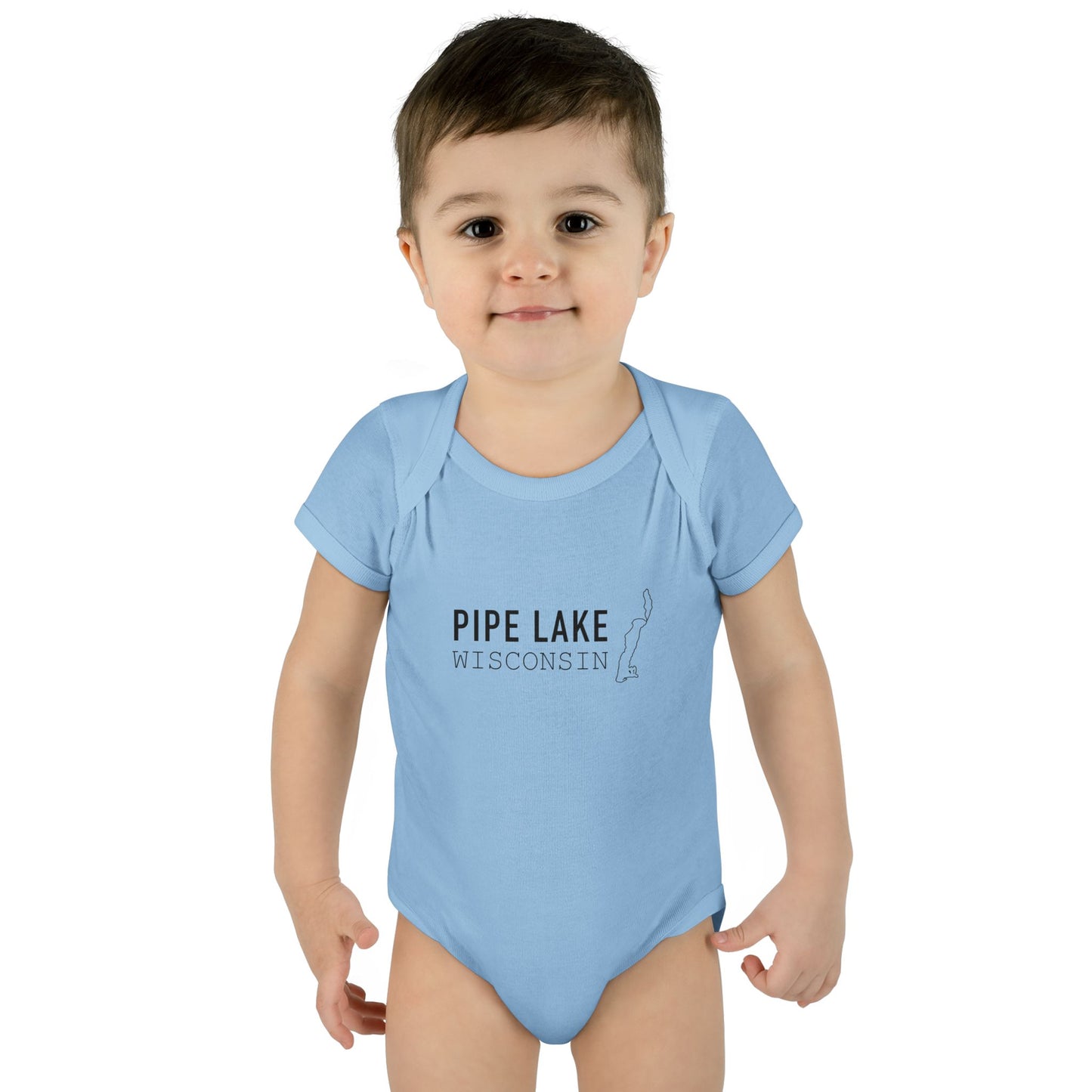 Pipe Lake Wisconsin baby bodysuit | Infant onesie with lake outline