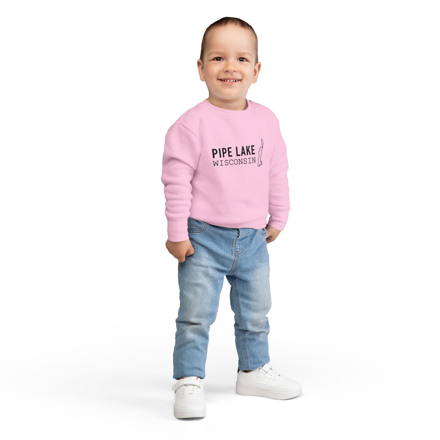 Pipe Lake Wisconsin Map Toddler Sweatshirt | Kids State Outline