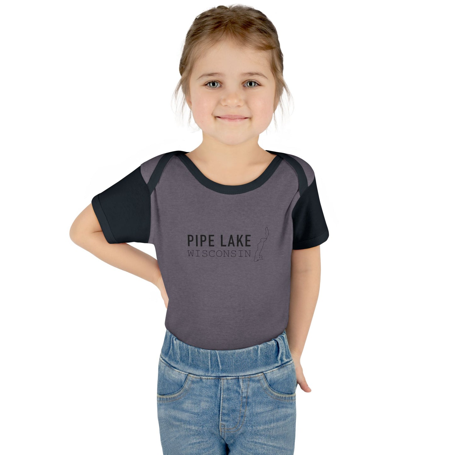 Pipe Lake Wisconsin baby bodysuit | Infant onesie with lake outline