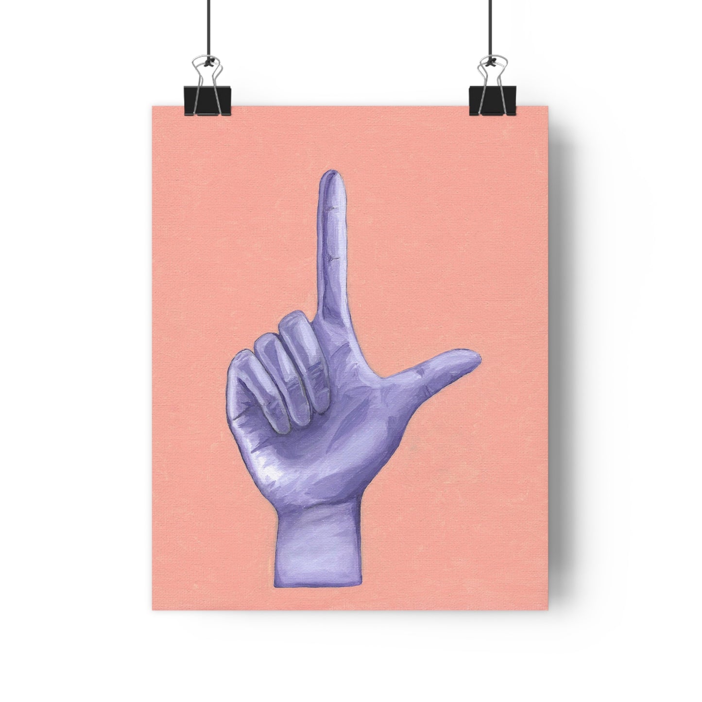 Purple L is for Loser Hand Sign Giclée Art Print, Modern Wall Art, Trendy Home Decor, Gift for Art Lovers, Minimalist Art