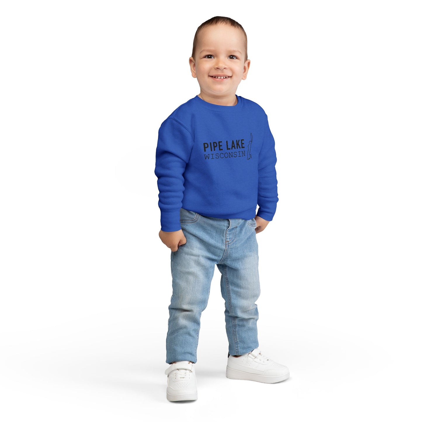 Pipe Lake Wisconsin Map Toddler Sweatshirt | Kids State Outline