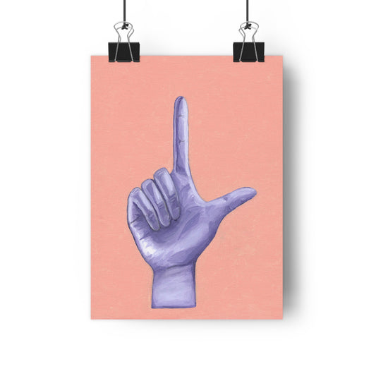 Purple L is for Loser Hand Sign Giclée Art Print, Modern Wall Art, Trendy Home Decor, Gift for Art Lovers, Minimalist Art