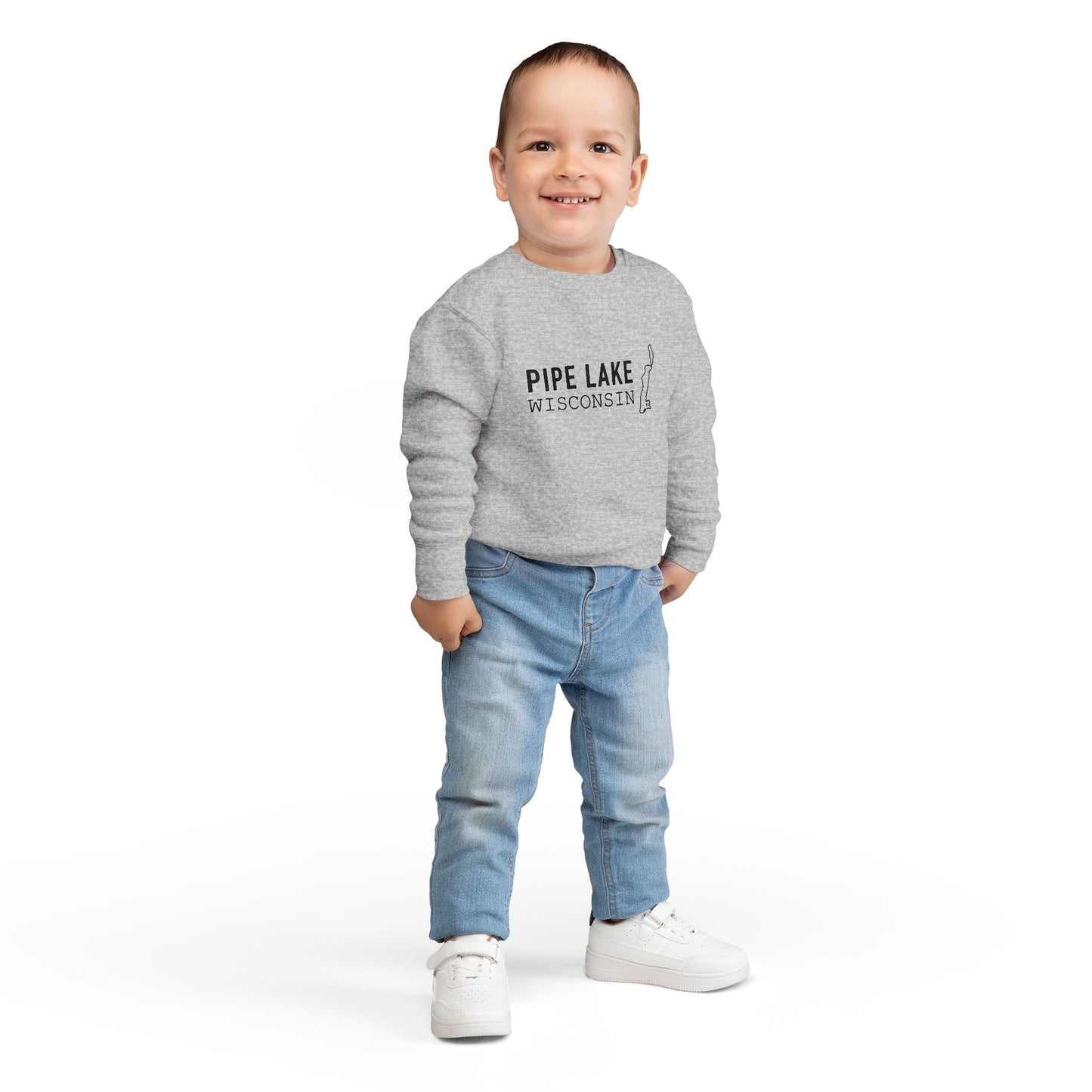 Pipe Lake Wisconsin Map Toddler Sweatshirt | Kids State Outline