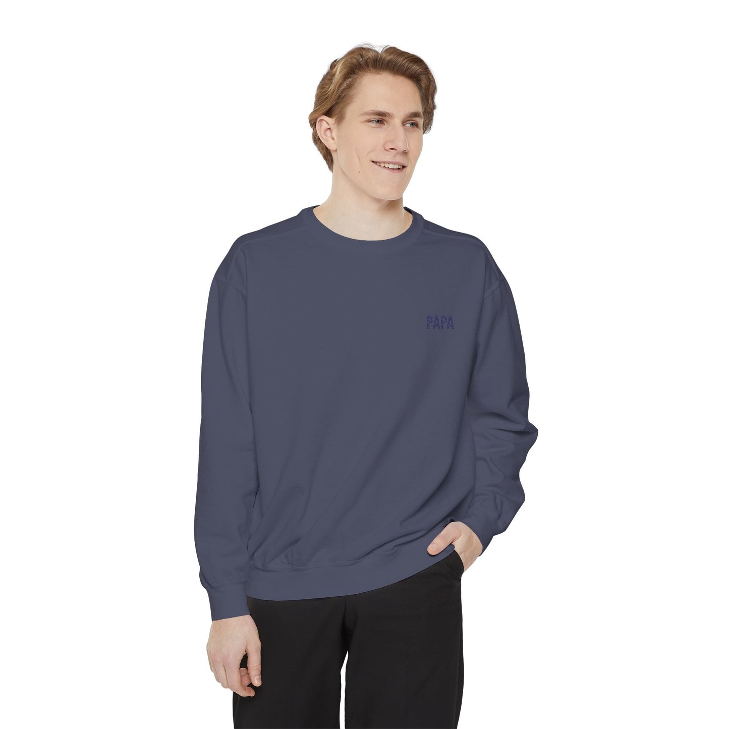 Papa Embroidered Sweatshirt | Garment-Dyed Crewneck, Grandpa Sweatshirt Style
