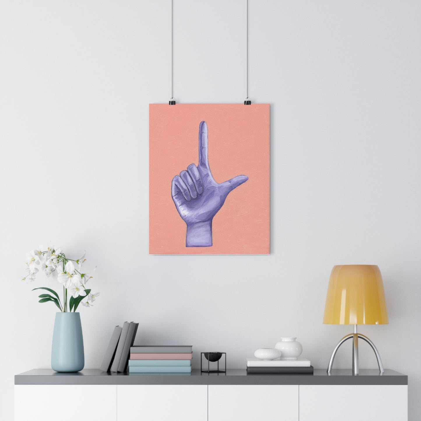 Purple L is for Loser Hand Sign Giclée Art Print, Modern Wall Art, Trendy Home Decor, Gift for Art Lovers, Minimalist Art