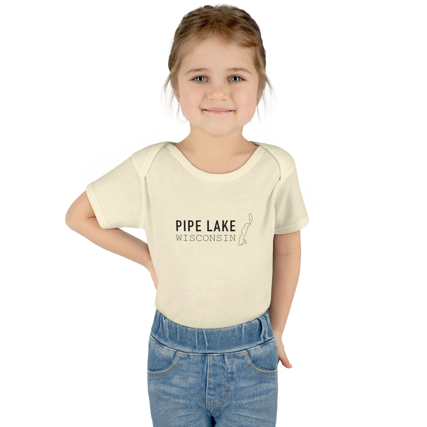 Pipe Lake Wisconsin baby bodysuit | Infant onesie with lake outline