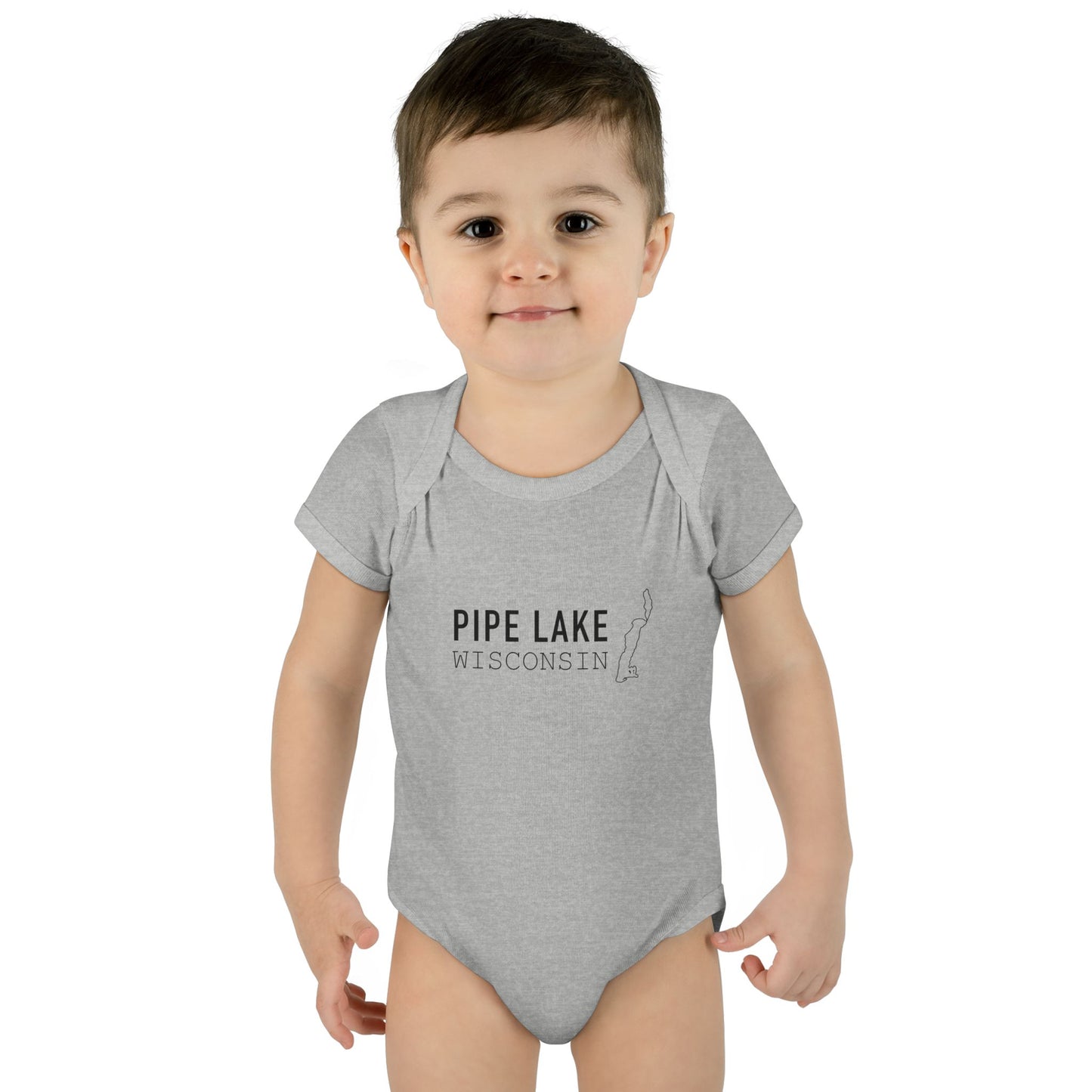 Pipe Lake Wisconsin baby bodysuit | Infant onesie with lake outline