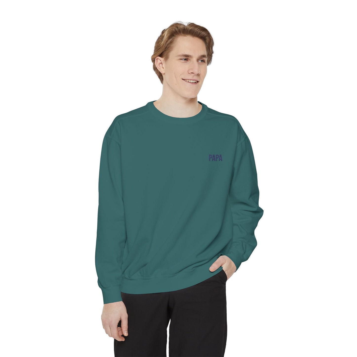 Papa Embroidered Sweatshirt | Garment-Dyed Crewneck, Grandpa Sweatshirt Style