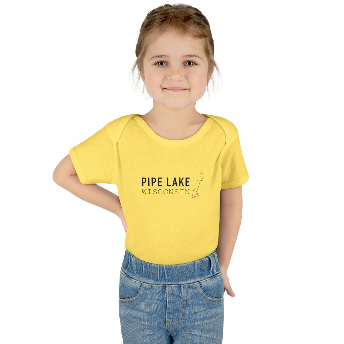 Pipe Lake Wisconsin baby bodysuit | Infant onesie with lake outline