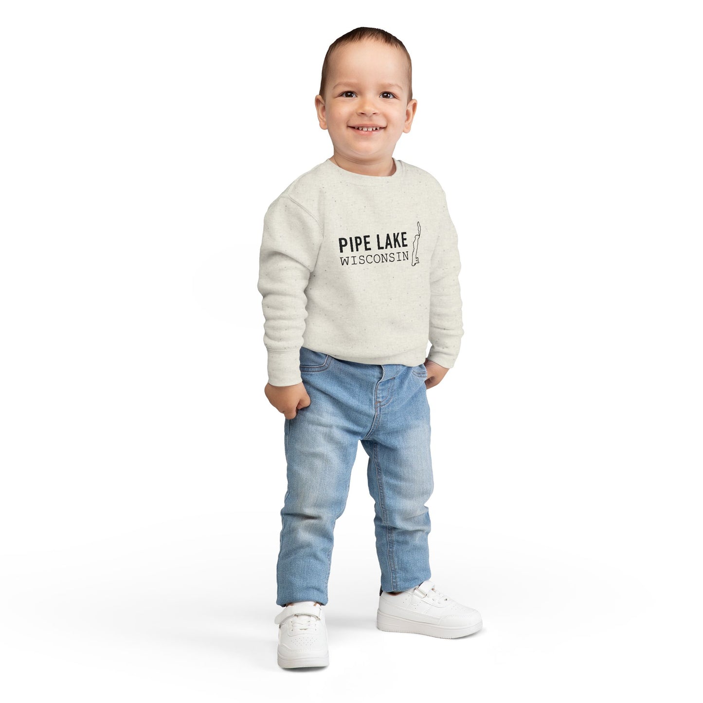 Pipe Lake Wisconsin Map Toddler Sweatshirt | Kids State Outline