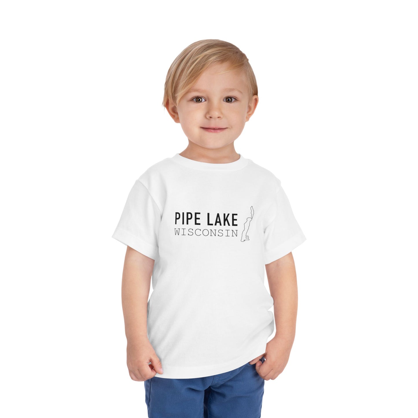 Pipe Lake Wisconsin Kids Tee | Fishing Silhouette Toddler Shirt
