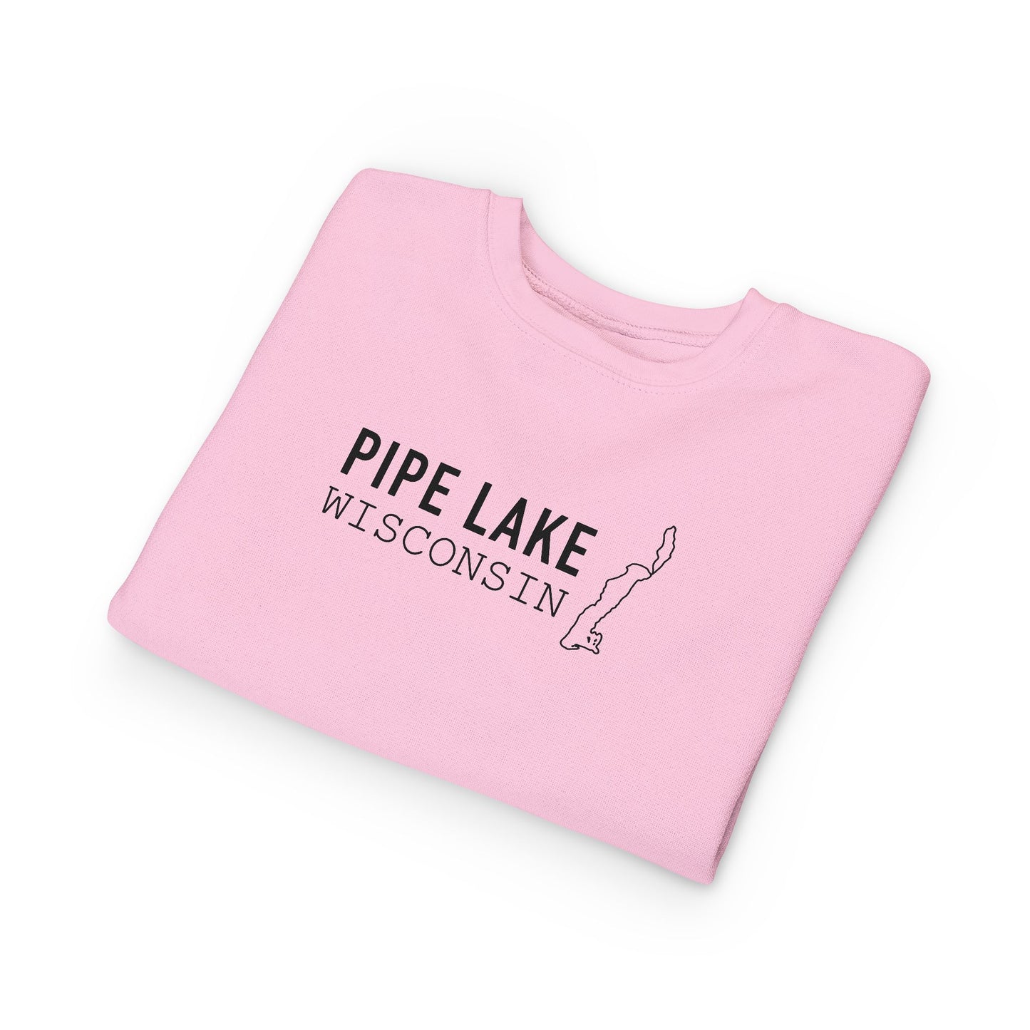 Pipe Lake Wisconsin Map Toddler Sweatshirt | Kids State Outline