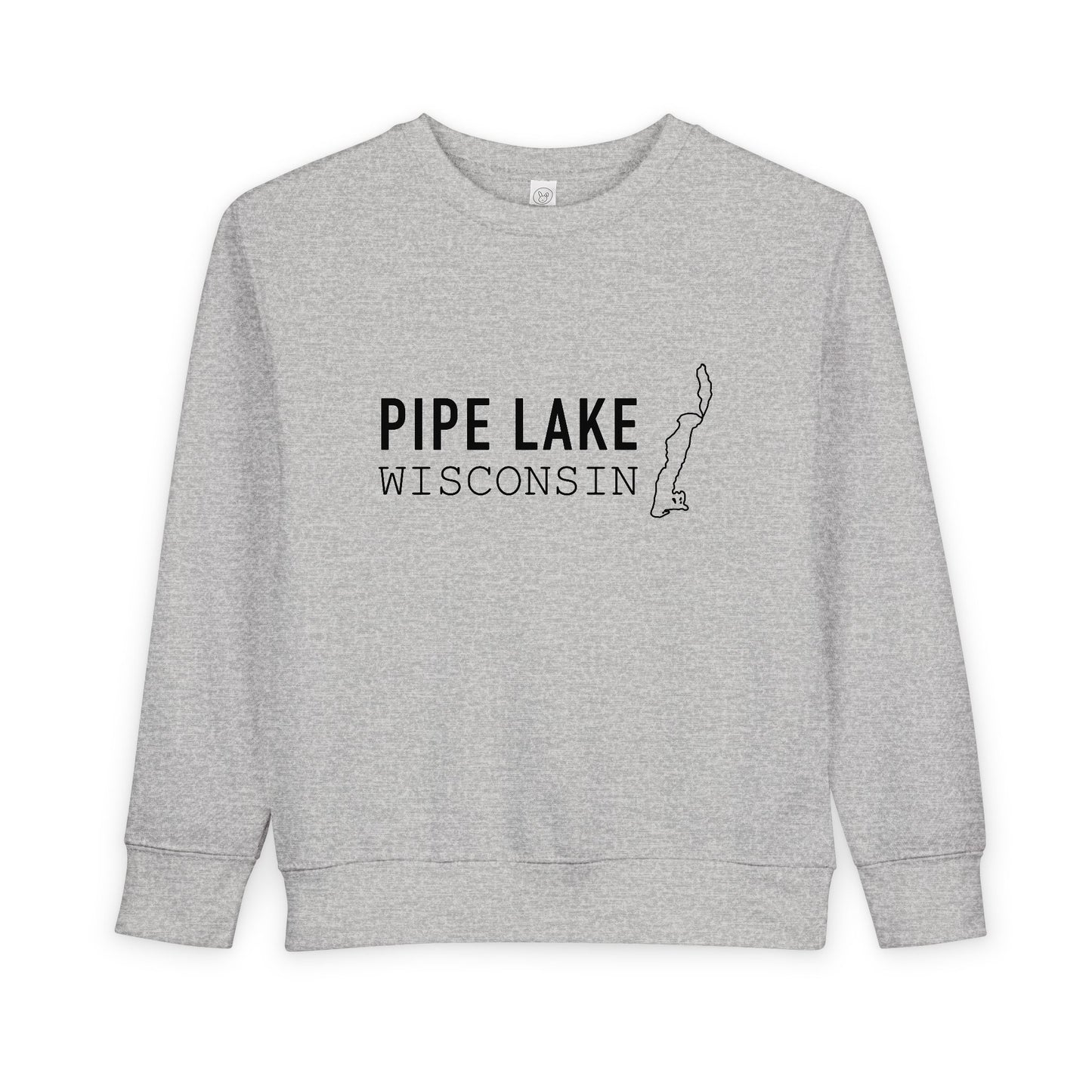 Pipe Lake Wisconsin Map Toddler Sweatshirt | Kids State Outline