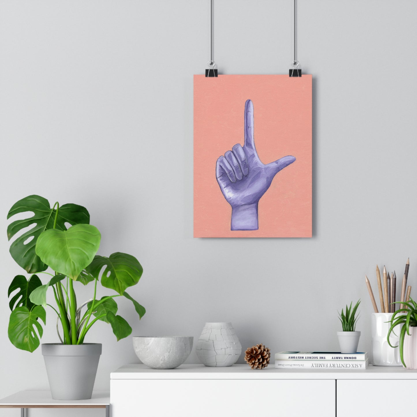 Purple L is for Loser Hand Sign Giclée Art Print, Modern Wall Art, Trendy Home Decor, Gift for Art Lovers, Minimalist Art