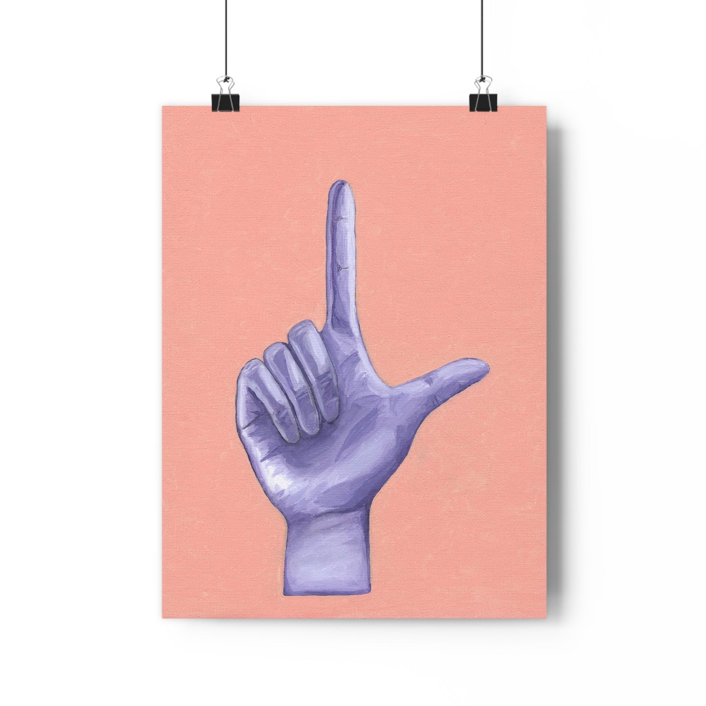 Purple L is for Loser Hand Sign Giclée Art Print, Modern Wall Art, Trendy Home Decor, Gift for Art Lovers, Minimalist Art
