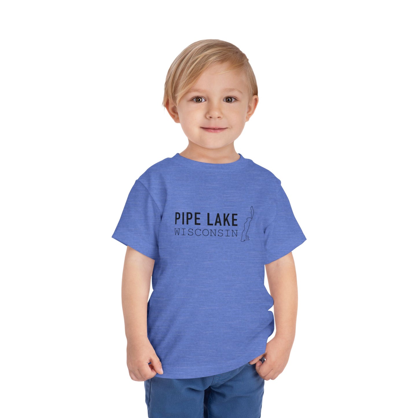 Pipe Lake Wisconsin Kids Tee | Fishing Silhouette Toddler Shirt