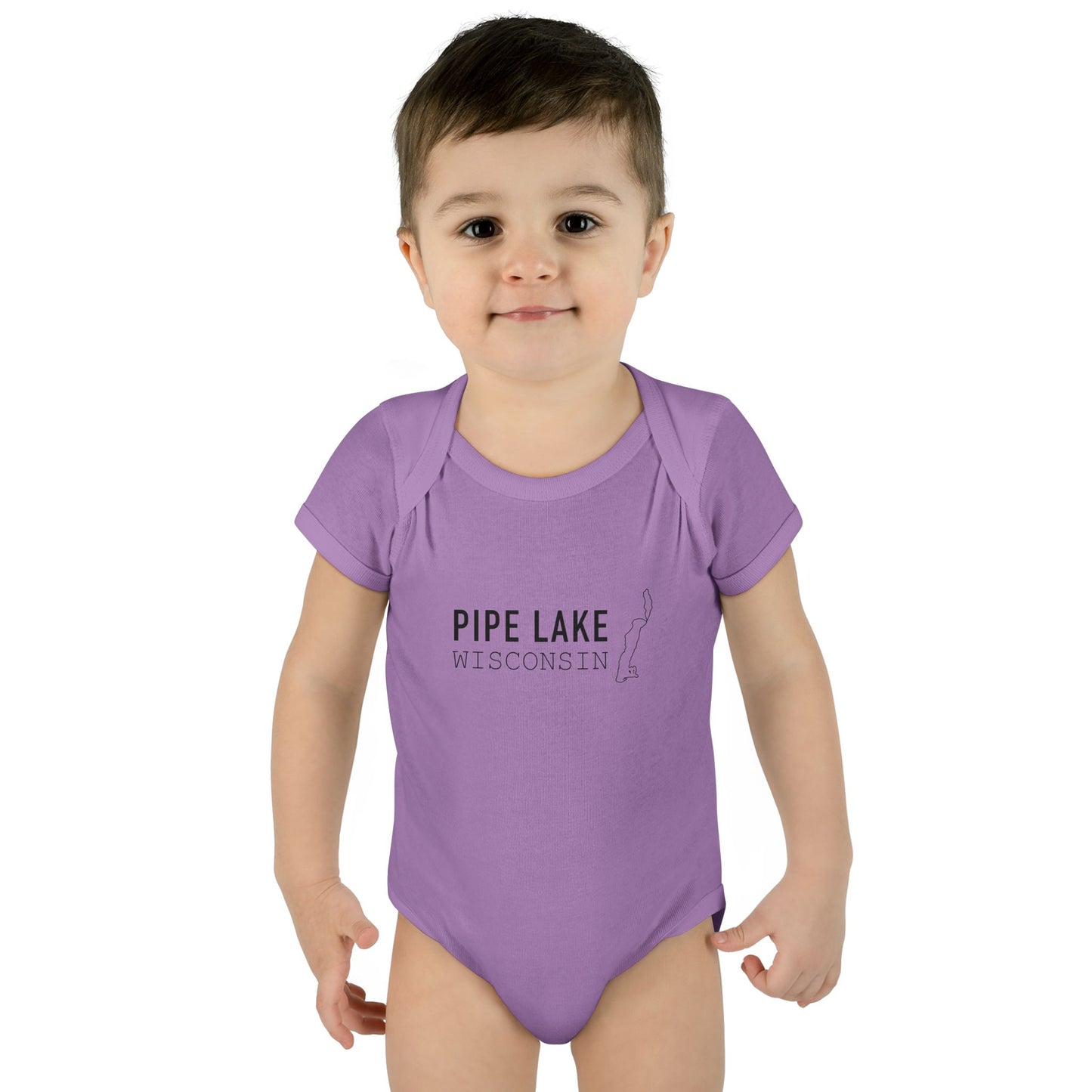 Pipe Lake Wisconsin baby bodysuit | Infant onesie with lake outline