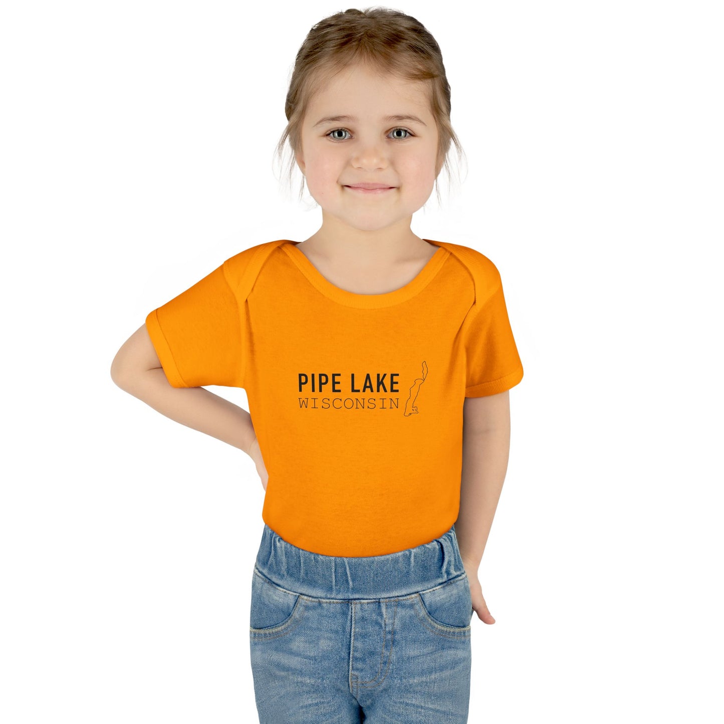 Pipe Lake Wisconsin baby bodysuit | Infant onesie with lake outline