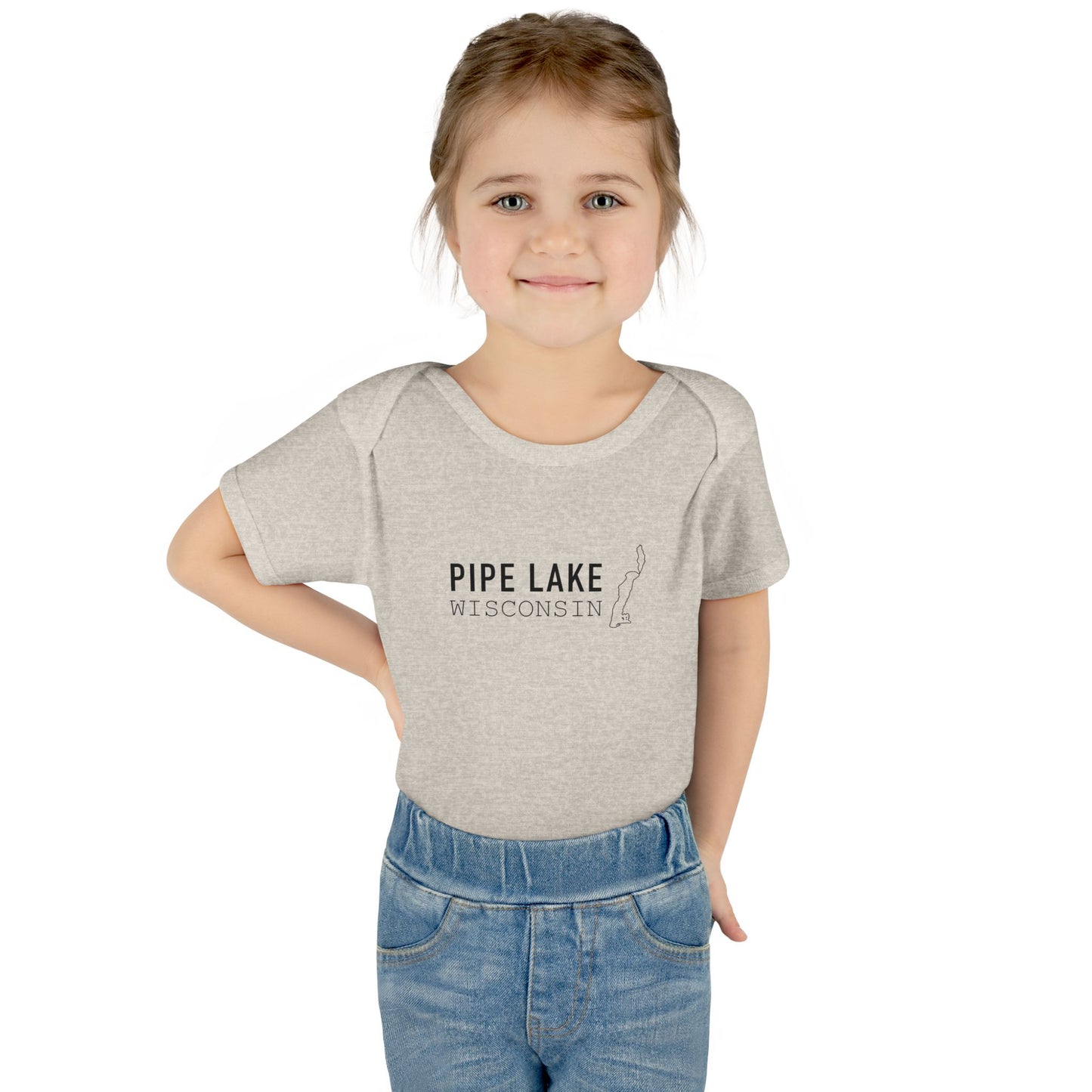 Pipe Lake Wisconsin baby bodysuit | Infant onesie with lake outline