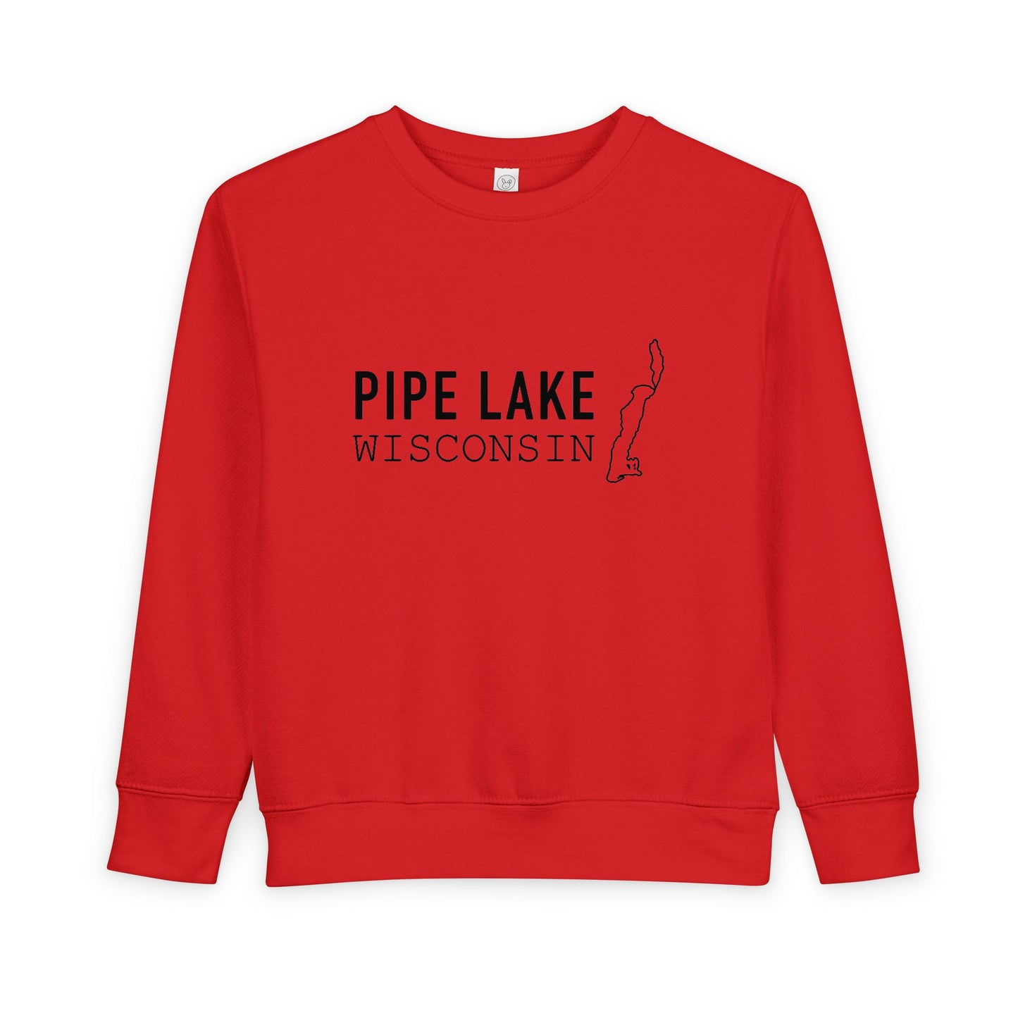 Pipe Lake Wisconsin Map Toddler Sweatshirt | Kids State Outline