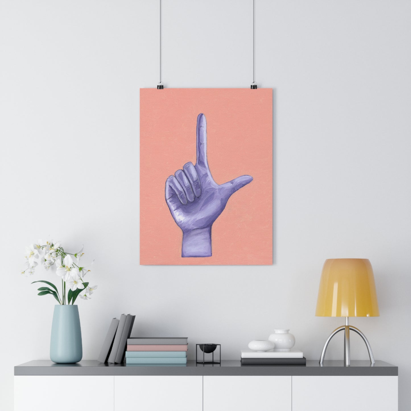 Purple L is for Loser Hand Sign Giclée Art Print, Modern Wall Art, Trendy Home Decor, Gift for Art Lovers, Minimalist Art
