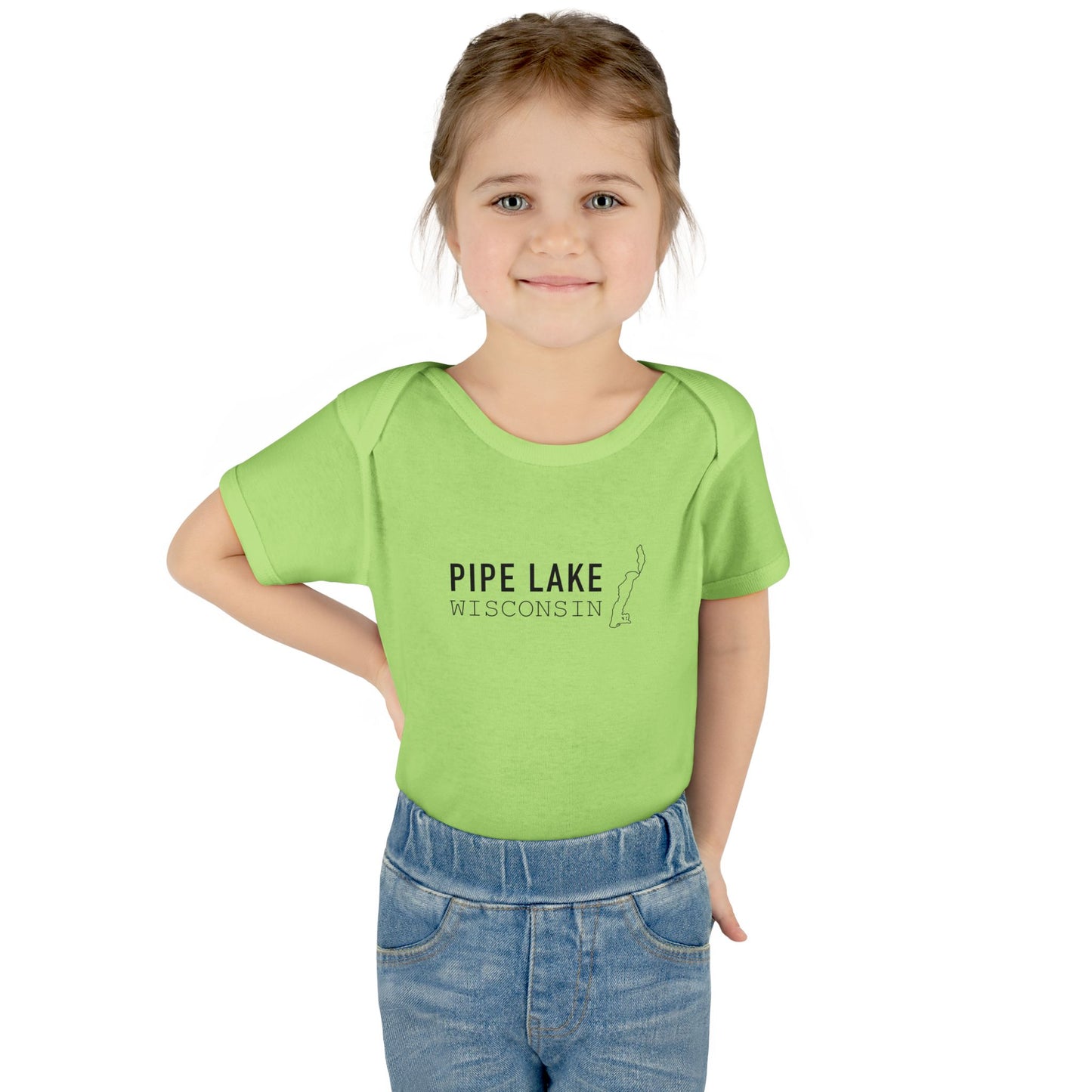 Pipe Lake Wisconsin baby bodysuit | Infant onesie with lake outline