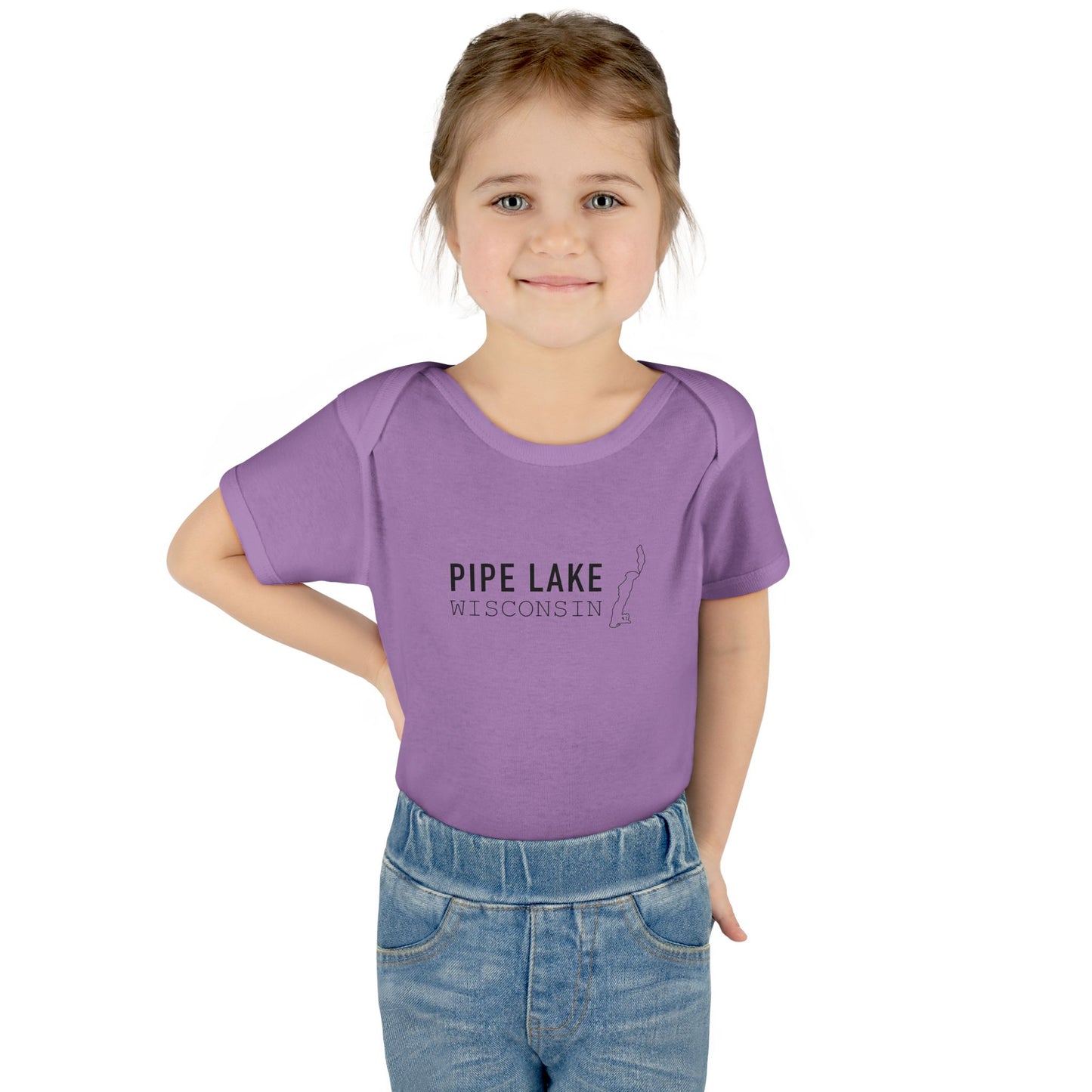 Pipe Lake Wisconsin baby bodysuit | Infant onesie with lake outline