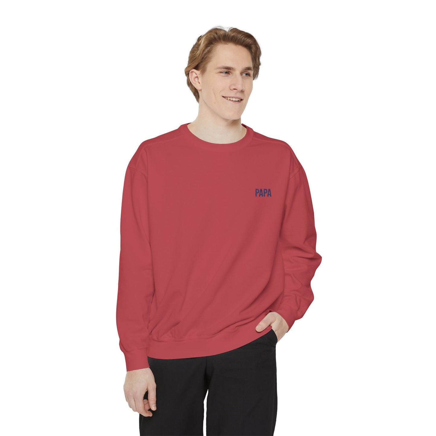 Papa Embroidered Sweatshirt | Garment-Dyed Crewneck, Grandpa Sweatshirt Style