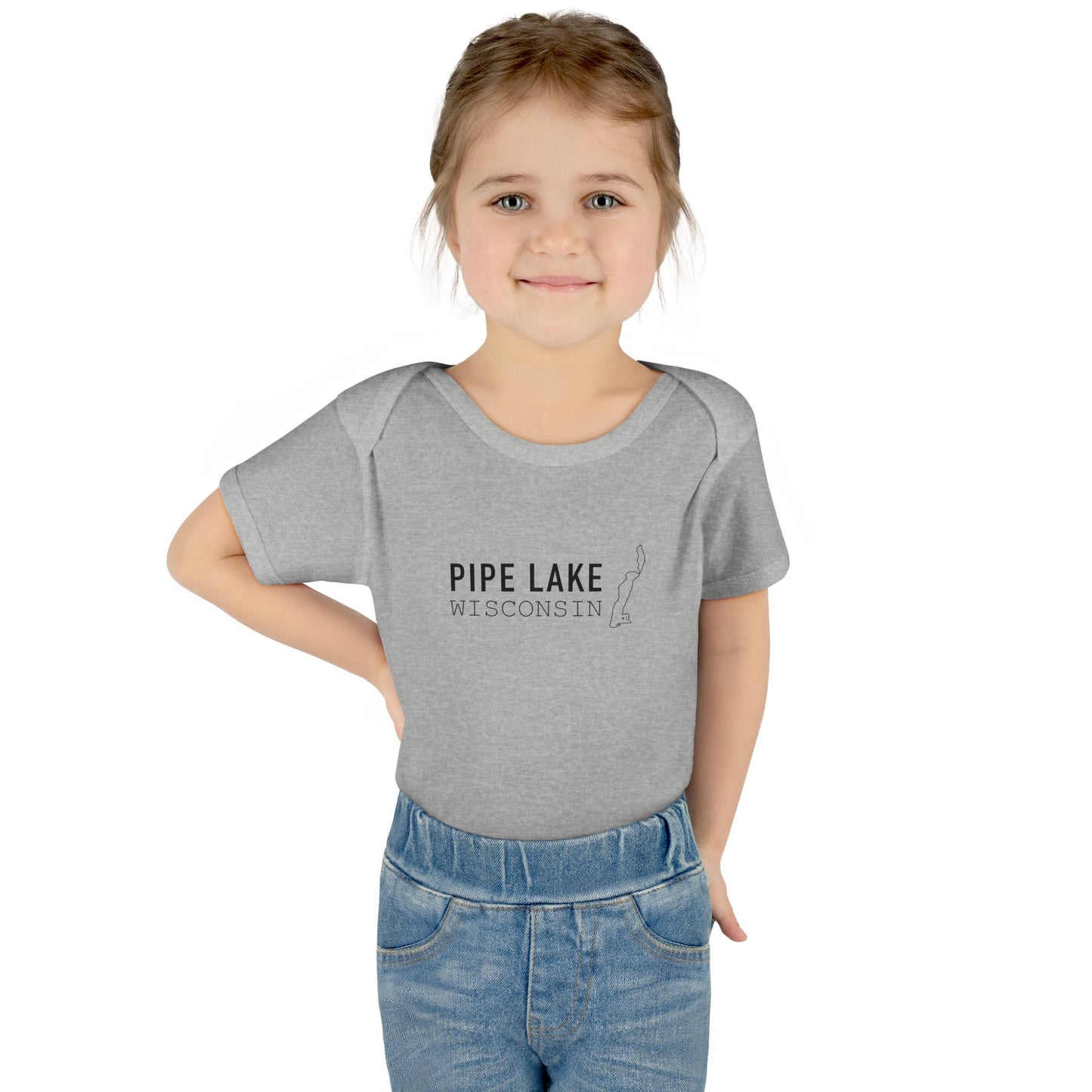 Pipe Lake Wisconsin baby bodysuit | Infant onesie with lake outline