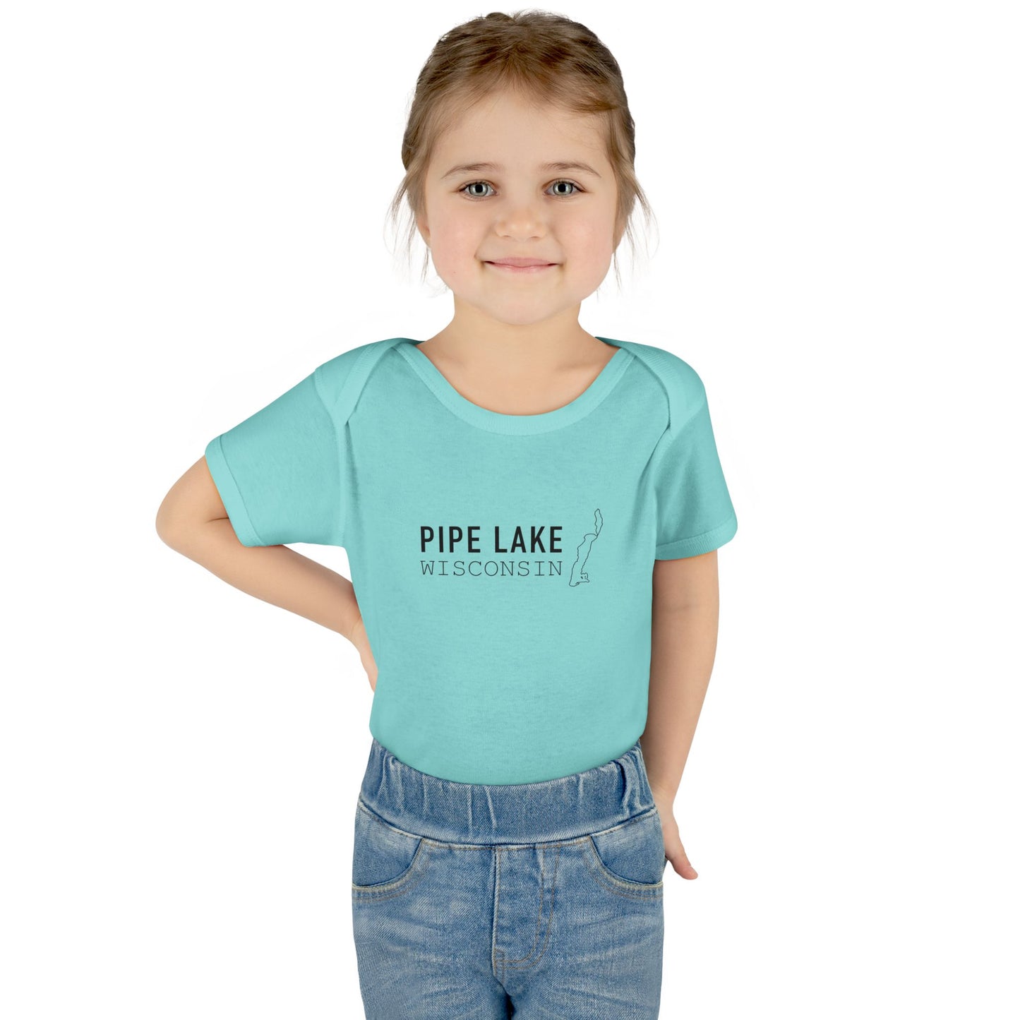 Pipe Lake Wisconsin baby bodysuit | Infant onesie with lake outline