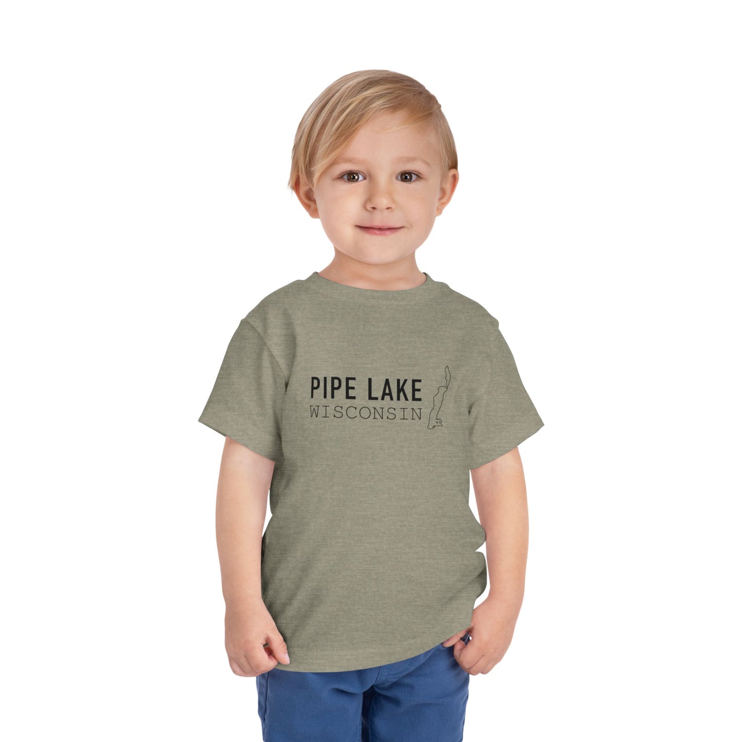 Pipe Lake Wisconsin Kids Tee | Fishing Silhouette Toddler Shirt
