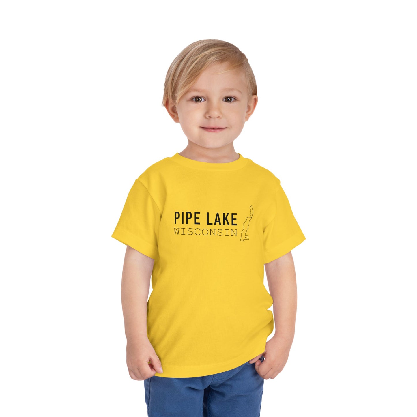 Pipe Lake Wisconsin Kids Tee | Fishing Silhouette Toddler Shirt