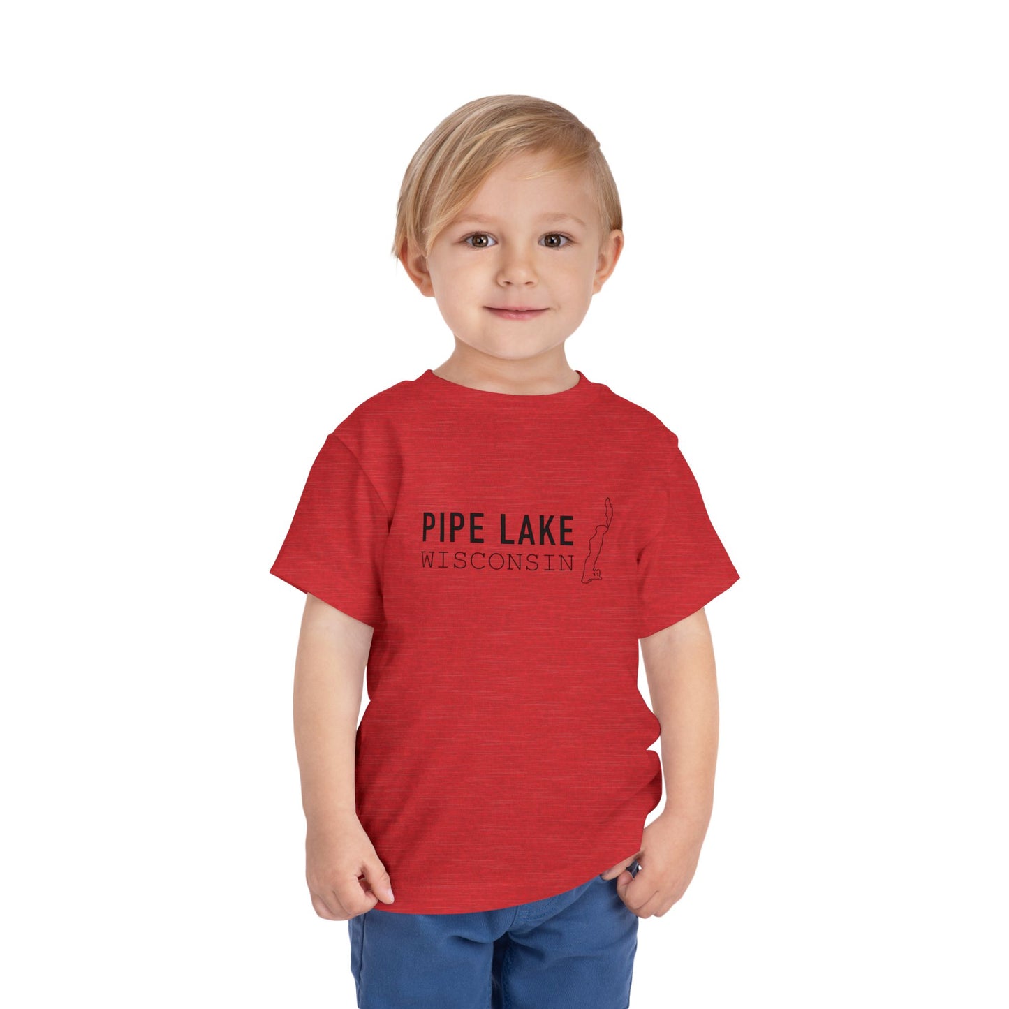 Pipe Lake Wisconsin Kids Tee | Fishing Silhouette Toddler Shirt