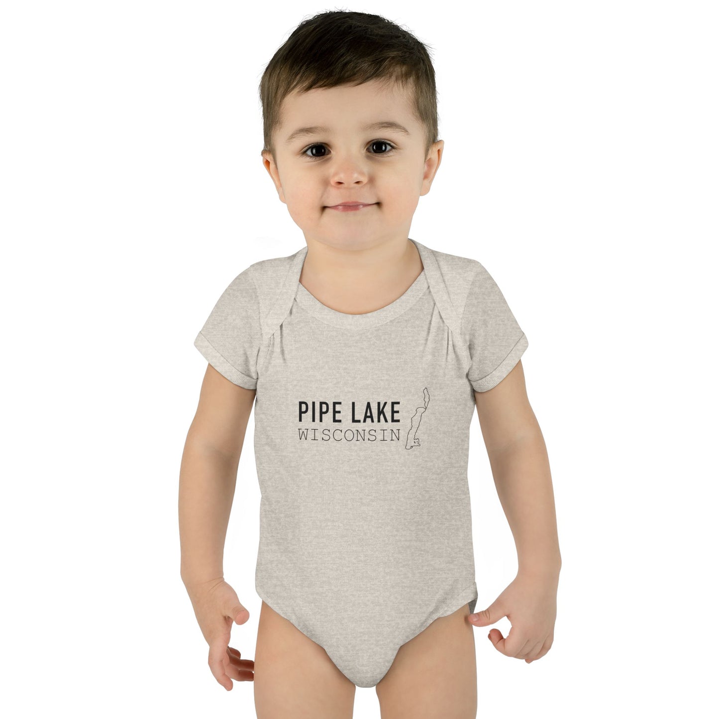 Pipe Lake Wisconsin baby bodysuit | Infant onesie with lake outline