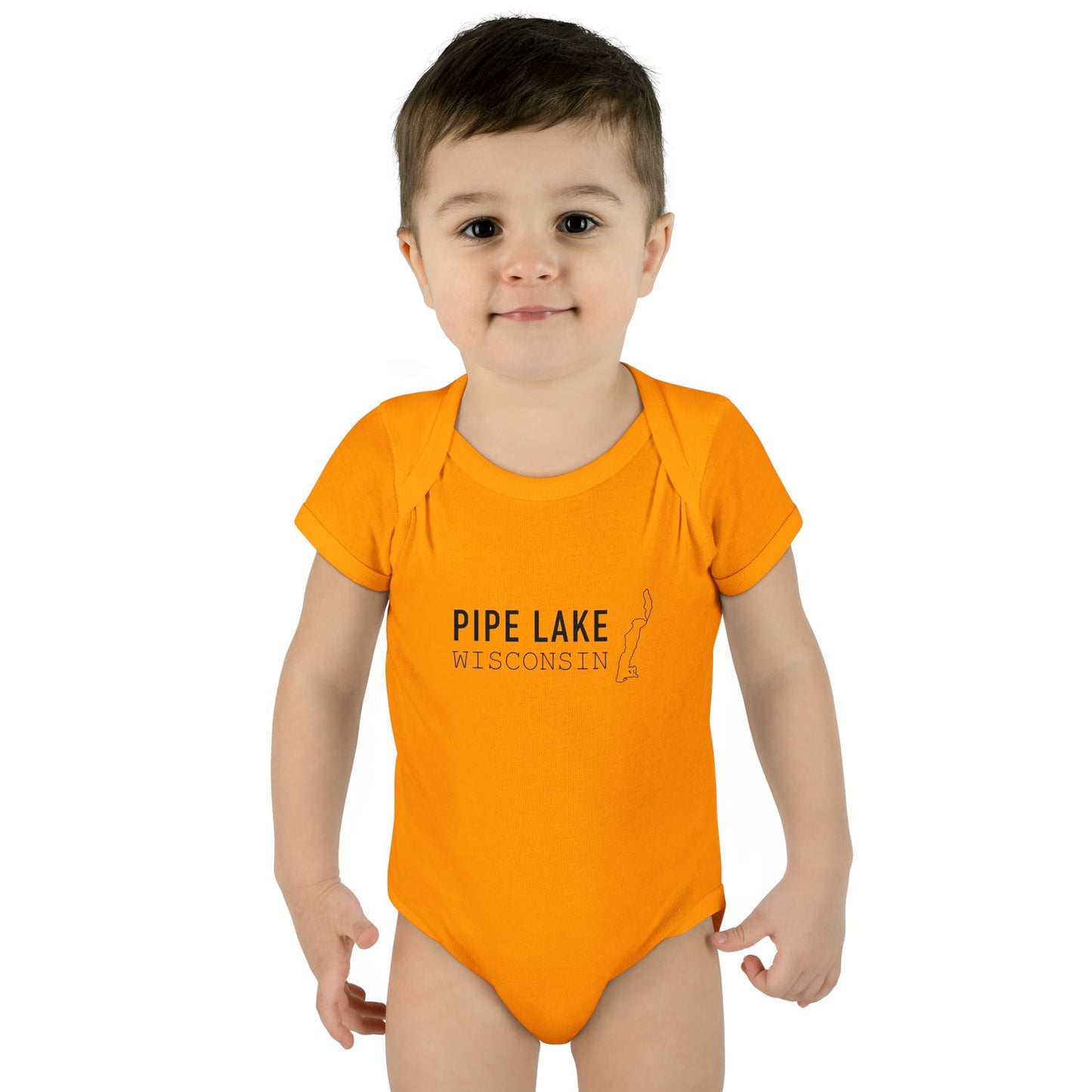 Pipe Lake Wisconsin baby bodysuit | Infant onesie with lake outline